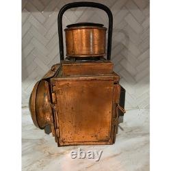 Antique Railroad Copper Lantern Train Conductor Kerosene Oil Lamp Lighting Decor