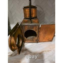 Antique Railroad Copper Lantern Train Conductor Kerosene Oil Lamp Lighting Decor