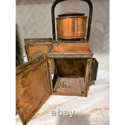 Antique Railroad Copper Lantern Train Conductor Kerosene Oil Lamp Lighting Decor