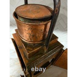 Antique Railroad Copper Lantern Train Conductor Kerosene Oil Lamp Lighting Decor
