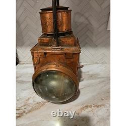 Antique Railroad Copper Lantern Train Conductor Kerosene Oil Lamp Lighting Decor
