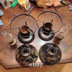 Antique Railroad Dining Car Brass/ironOil Kerosene Lamps Rare! Stars