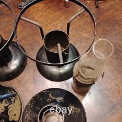 Antique Railroad Dining Car Brass/ironOil Kerosene Lamps Rare! Stars