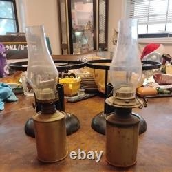 Antique Railroad Dining Car Brass/ironOil Kerosene Lamps Rare! Stars