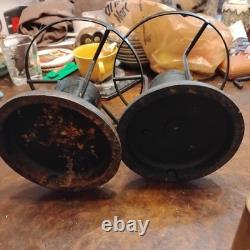 Antique Railroad Dining Car Brass/ironOil Kerosene Lamps Rare! Stars