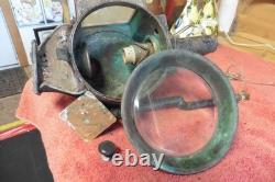 Antique Railroad Lamp Gas electric Project lamp Cast iron copper no broken glass