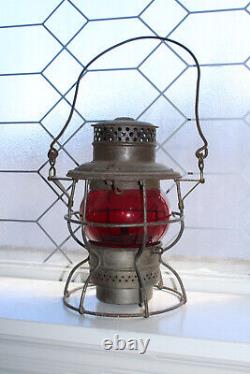 Antique Railroad Lantern Adlake Rock Island Red Globe