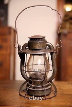 Antique Railroad Lantern Deitz Lamp Light NYC Lines glass Globe 6 wire Early old