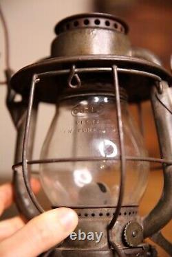 Antique Railroad Lantern Deitz Lamp Light NYC Lines glass Globe 6 wire Early old