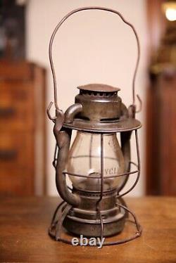Antique Railroad Lantern Deitz Lamp Light NYC Lines glass Globe 6 wire Early old