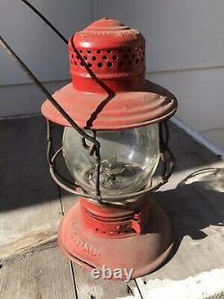 Antique Railroad Lantern MP Mo Pac St Louis Handlan Buck bell bottom Red Safety