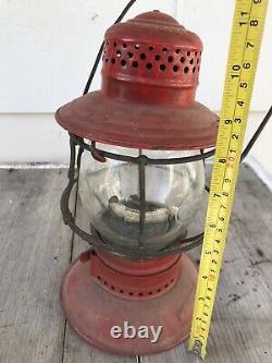 Antique Railroad Lantern MP Mo Pac St Louis Handlan Buck bell bottom Red Safety