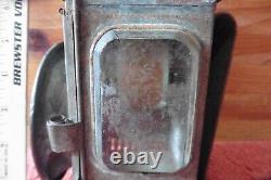 Antique Railroad Lantern Metal Tin with rounded & beveled glass windows Vintage