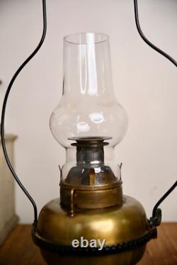 Antique Railroad Lantern Oil Lamp Country Store hanging Light vintage brass old