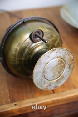 Antique Railroad Lantern Oil Lamp Country Store hanging Light vintage brass old