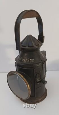 Antique Railroad Lantern, Old Hand Signal Railway Lamp