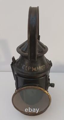 Antique Railroad Lantern, Old Hand Signal Railway Lamp