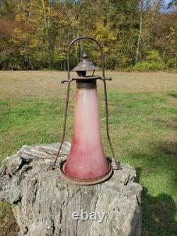 Antique Railroad Lantern RARE Blown Glass School Skater Home RR Candlelight Lamp
