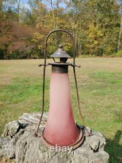 Antique Railroad Lantern RARE Blown Glass School Skater Home RR Candlelight Lamp