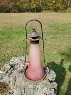 Antique Railroad Lantern RARE Blown Glass School Skater Home RR Candlelight Lamp