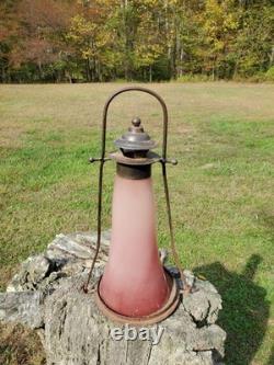 Antique Railroad Lantern RARE Blown Glass School Skater Home RR Candlelight Lamp