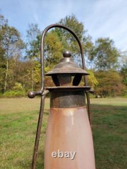 Antique Railroad Lantern RARE Blown Glass School Skater Home RR Candlelight Lamp