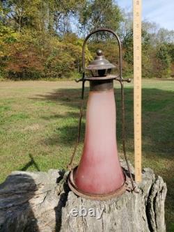 Antique Railroad Lantern RARE Blown Glass School Skater Home RR Candlelight Lamp