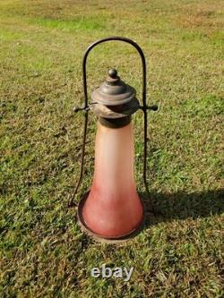 Antique Railroad Lantern RARE Blown Glass School Skater Home RR Candlelight Lamp