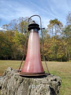Antique Railroad Lantern RARE Blown Glass School Skater Home RR Candlelight Lamp