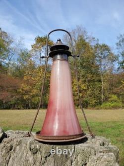 Antique Railroad Lantern RARE Blown Glass School Skater Home RR Candlelight Lamp