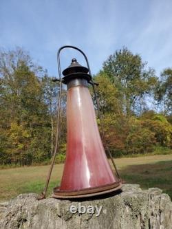 Antique Railroad Lantern RARE Blown Glass School Skater Home RR Candlelight Lamp