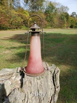 Antique Railroad Lantern RARE Blown Glass School Skater Home RR Candlelight Lamp