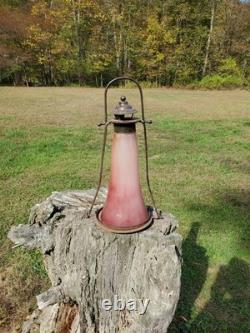 Antique Railroad Lantern RARE Blown Glass School Skater Home RR Candlelight Lamp