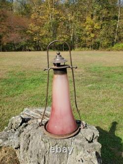 Antique Railroad Lantern RARE Blown Glass School Skater Home RR Candlelight Lamp
