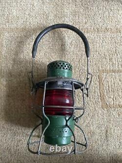 Antique Railroad Lantern Red Globe Adlake Kero Lamp