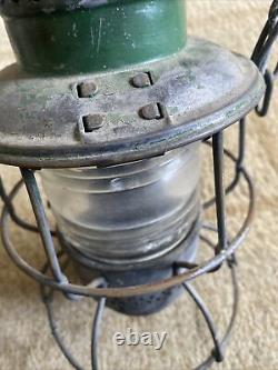 Antique Railroad Lantern White Globe Adlake Kero Lamp