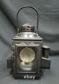 Antique Railroad Lantern with Burner & Match Holders