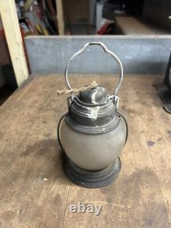 Antique Railroad RR Train Steam Engine Brass Electric Light Lamp Lantern W Globe