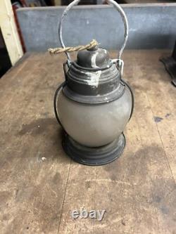 Antique Railroad RR Train Steam Engine Brass Electric Light Lamp Lantern W Globe