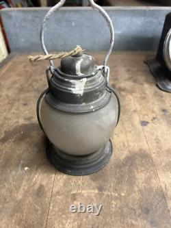 Antique Railroad RR Train Steam Engine Brass Electric Light Lamp Lantern W Globe