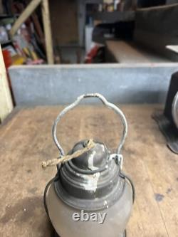 Antique Railroad RR Train Steam Engine Brass Electric Light Lamp Lantern W Globe