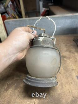 Antique Railroad RR Train Steam Engine Brass Electric Light Lamp Lantern W Globe