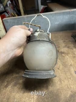 Antique Railroad RR Train Steam Engine Brass Electric Light Lamp Lantern W Globe