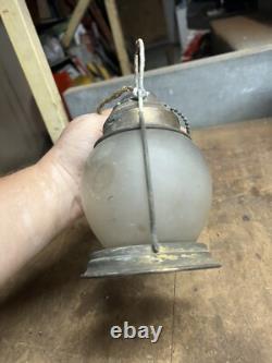 Antique Railroad RR Train Steam Engine Brass Electric Light Lamp Lantern W Globe