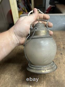 Antique Railroad RR Train Steam Engine Brass Electric Light Lamp Lantern W Globe