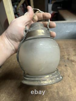 Antique Railroad RR Train Steam Engine Brass Electric Light Lamp Lantern W Globe