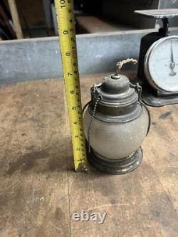Antique Railroad RR Train Steam Engine Brass Electric Light Lamp Lantern W Globe
