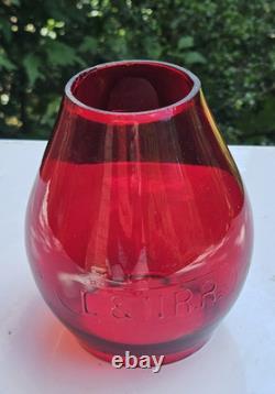 Antique Railroad Red Globe L&n Rr Louisville & Nashville Rr Railway Glass Globe