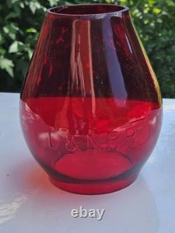 Antique Railroad Red Globe L&n Rr Louisville & Nashville Rr Railway Glass Globe