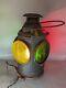 Antique Railroad THE ADLAKE NON SWEATING LAMP CHICAGO Yellow Red Green Glass